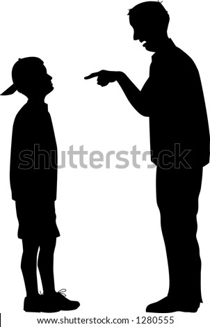 stock vector : vector silhouette graphic depicting a man and a boy (father 