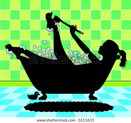 Vector Silhouette Graphic Depicting A Woman Taking A Bubble Bath Shutterstock