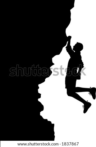 stock vector vector silhouette graphic depicting a man rock climbing