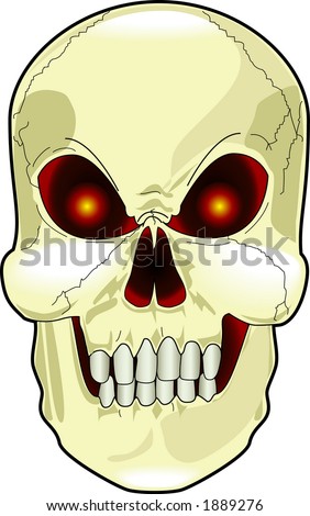 stock vector Vector cartoon graphic depicting a scary skull concept 
