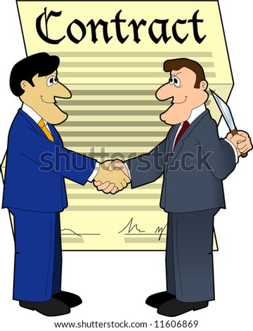  vector : vector cartoon graphic depicting two businessmen shaking hands