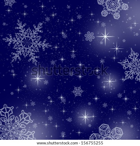 Blue star background with snowflakes, montage