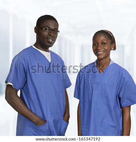 African doctors in blue dress Portrait, Studio Shot