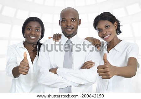 African business team  / students thumbs up, Studio Shot