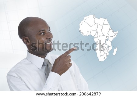 African business man working in virtual environment, Studio Shot