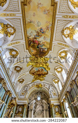 Inside the Royal Chapel (Slottskyrkan) in Stockholm. The chapel is inside the Royal Palace in Gamla Stan.