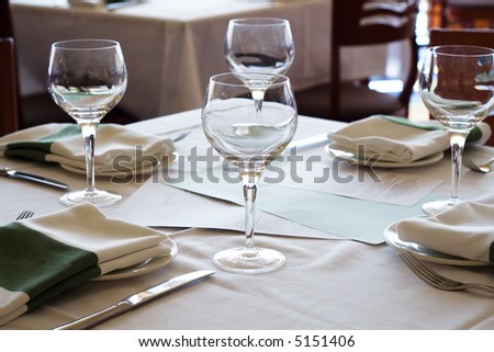 A table setting at a fancy restaurant.