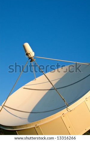 A weather satellite dish points toward the sky.