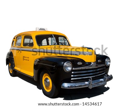 Isolation Of Vintage Antique Yellow Taxi Cab. Stock Photo 14534617 ...