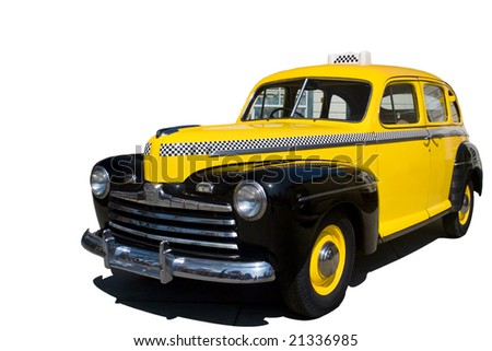 stock photo A yellow vintage New York taxi cab