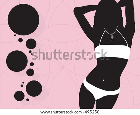 Bikini Girl Silhouette on Silhouette Of Girl In Bikini On Pink Background  Stock Vector 495250