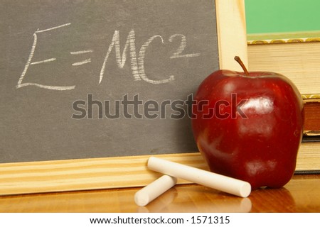 Symbolic equation on a school slate.