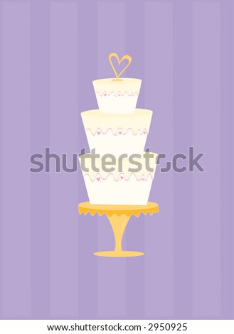stock vector Fun and festive wedding cake with heartshaped topper May be
