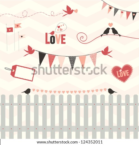 Lovebird Design Elements: A collection of design elements with love in mind. Can be used together or individually, Fully editable vector illustration