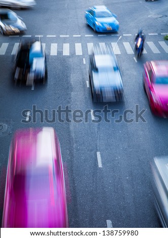 Evening Taxi Motion Blur of Fast Cars traffic on road