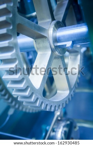 Close up Machine Gear cog, Business Cooperation Teamwork and Time concept