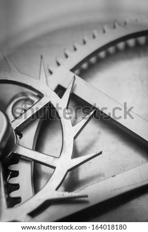 Vintage Clock Machine Gear Cog, Business Cooperation, teamwork and time concept