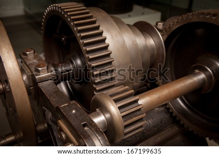 Close up Industry Gear Machine Cog Background, business cooperation, teamwork and time concept