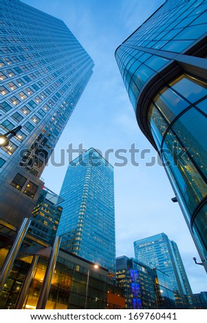 Corporate building Financial Skyscrapers Office center in the Canary Wharf, City of London