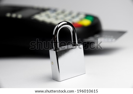 Credit Card machine for payment security with key lock & padlock