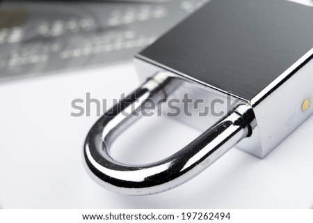 Credit Card payment security with key lock & padlock