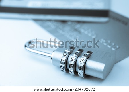 Credit Card payment security with key lock & padlock