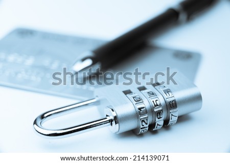 Credit card payment online security padlock lock