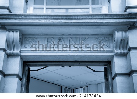 Bank Sign logo, Stone Background