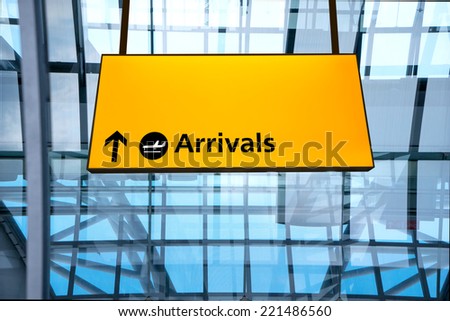 Check in, Airport Departure & Arrival information sign