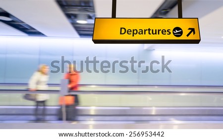 Flight, arrival and departure board at the airport, London