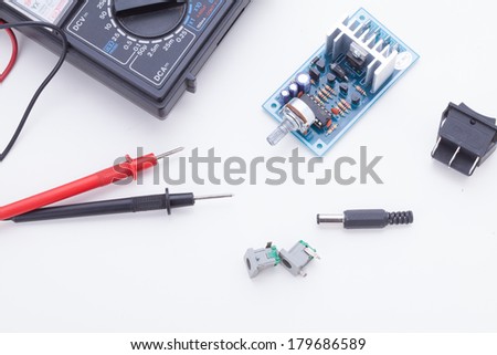 electronic board and electronic equipment on white back ground