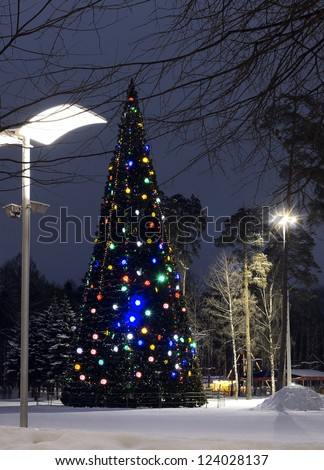 Christmas tree in the town square Balashikha