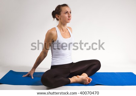 set of young attractive yoga girl doing exercise. 21 of 116
