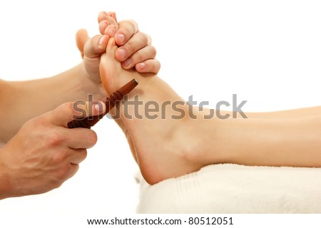 masseur makes anti-cellulite massage young woman isolated on white background