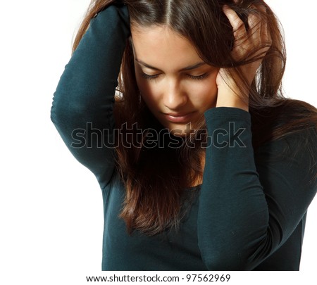 stock photo portrait of teen girl in hard depression cried lonely with 