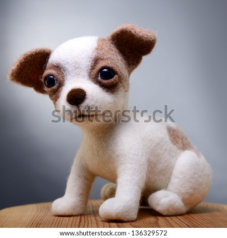 Toy dog, hand made puppy, felting