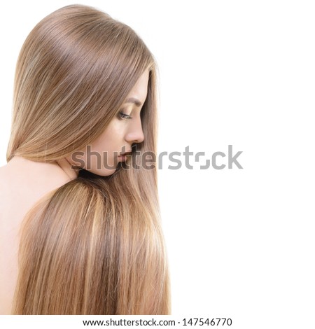 Hair. Beautiful Bond Girl With Healthy Long Hair. Haircare And Hairstyle.