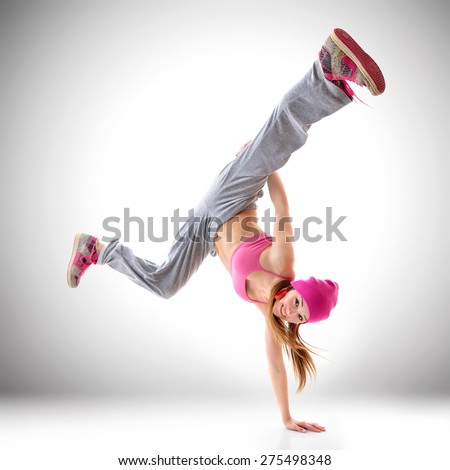 Teen girl hip-hop dancer, studio shot