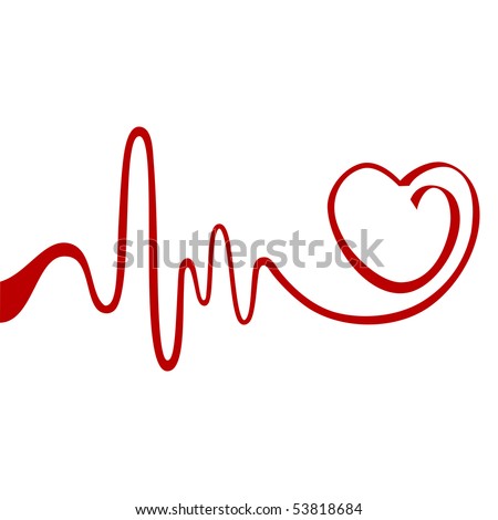 stock vector Heart and ecg from red ribbon
