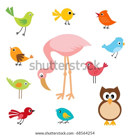 Cute Birds Pictures on Set Of Cute Birds Stock Vector 68564254   Shutterstock