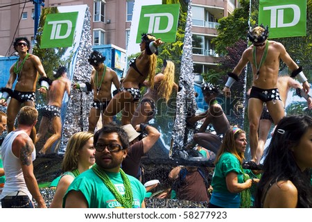 VANCOUVER, BC - AUG 1: Participants in the annual gay pride celebration parade on August 1, 2010 in Vancouver, BC