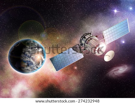 satellite orbiting the earth in the outer space - Elements of this image furnished by NASA