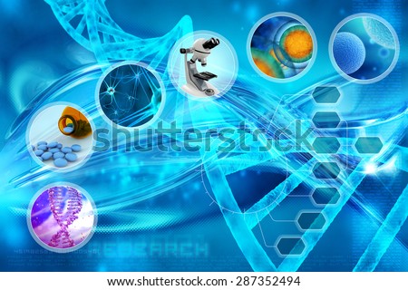 medicine and cells in an abstract scientific background