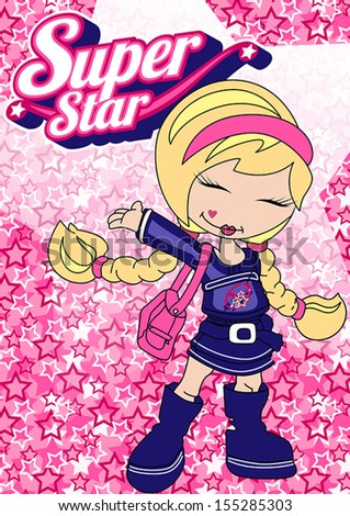 Super Star Girl. Illustrator Swatch Of Repeat Pattern Included.