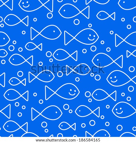 Happy fish swimming seamless pattern