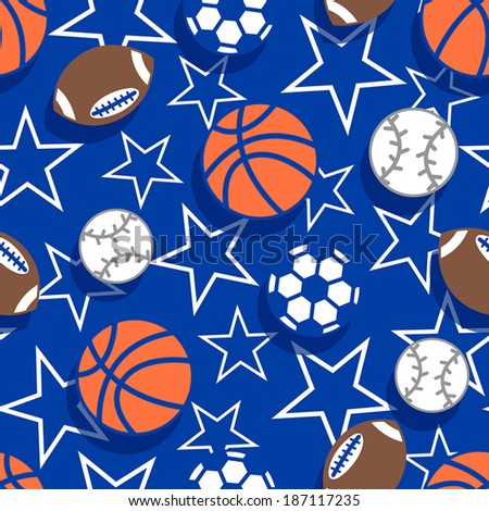 Sports balls seamless pattern .