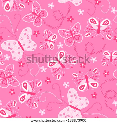 Butterfly embroidery seamless pattern .
