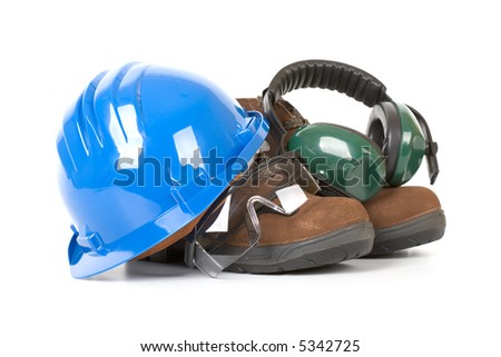 Safety gear over a white background Safety gear over a white background