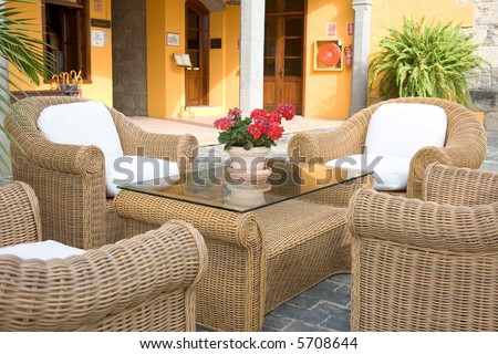 Luxury outdoor furniture in a typical patio