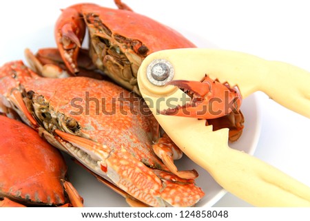 seafood,the crab cracker and boiled crabs prepared